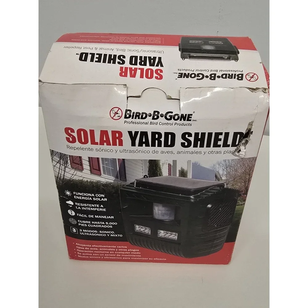 NEW Bird-B-Gone Solar Yard Shield Audible Pest Animal & Bird Repellent 5000sqft